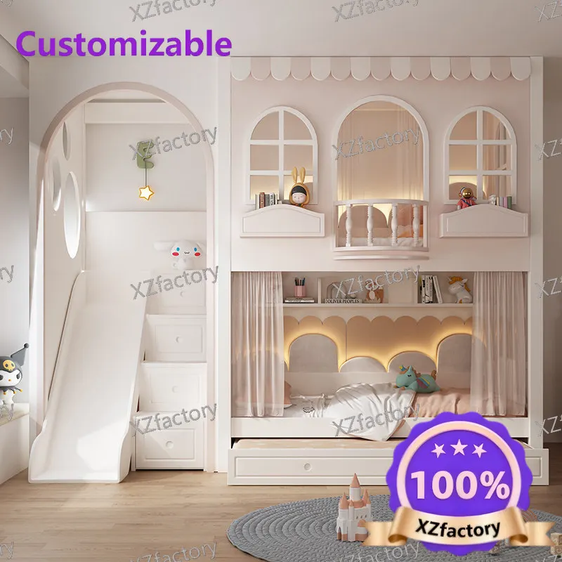 Customizable Solid Wood Two-Tier Bunk Bed for Kids, Princess Loft Bed with Tree House Design
Customizable Solid Wood Two-Tier Bunk Bed for Kids, Princess Loft Bed with Tree House Design