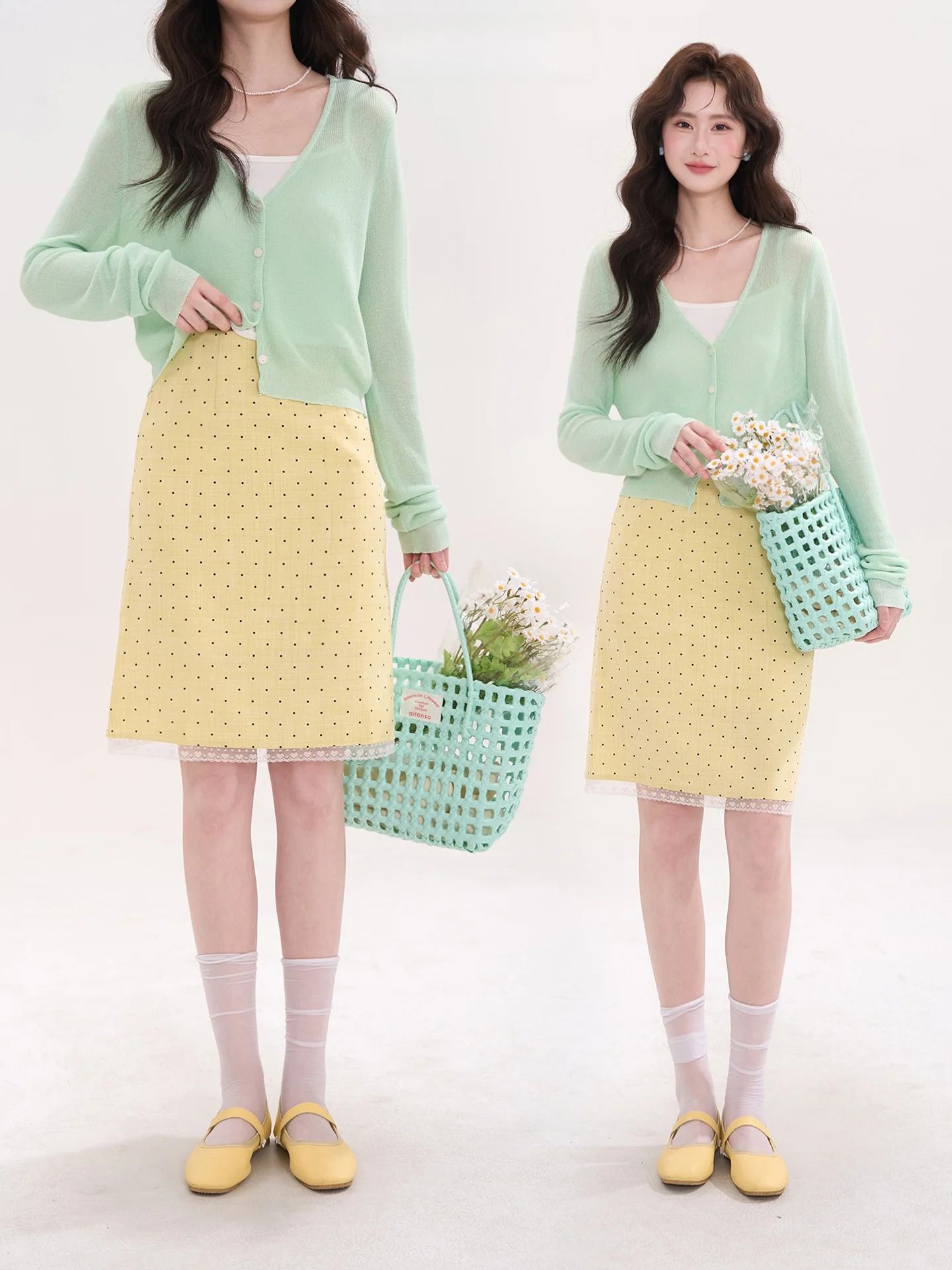 Heme Floral Window Polka Dot Lace Half Skirt Straight Women's Spring Summer High Waist Pencil Skirt with Polyester Fiber
Heme Floral Window Polka Dot Lace Half Skirt Straight Women's Spring Summer High Waist Pencil Skirt with Polyester Fiber