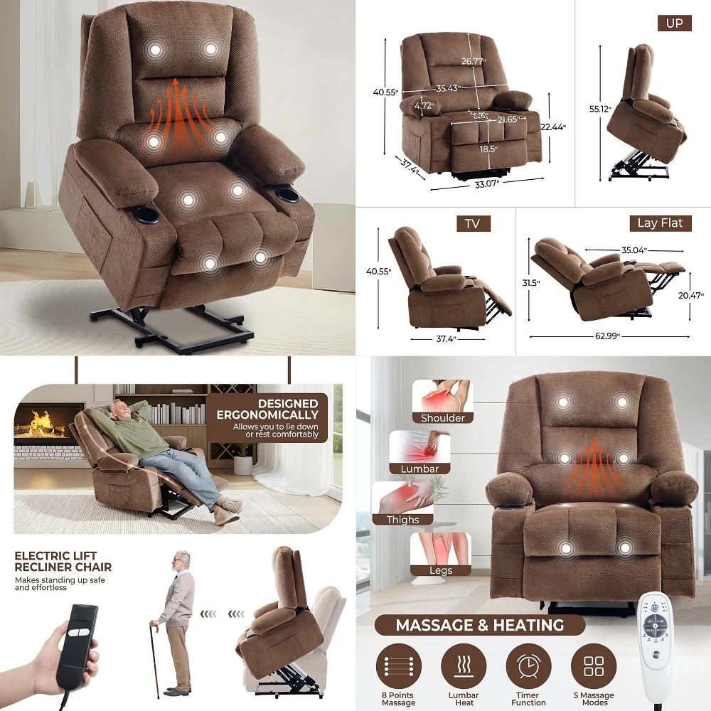 Dual Motor Oversized Power Lift Recliner Chair for Elderly, 400lbs Heavy Duty Faux Leather Recliner with Massage and Heat, Big
Dual Motor Oversized Power Lift Recliner Chair for Elderly, 400lbs Heavy Duty Faux Leather Recliner with Massage and Heat, Big