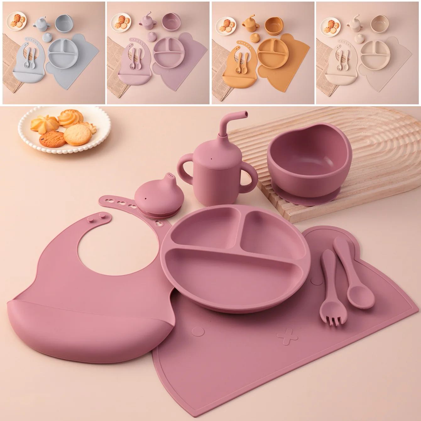 Color Kids 7PCS Silicone Divided Plates Feeding Set Leakproof Suction Base Anti Slip Self Feeding Utensils BPA Free Baby Stuff
Color Kids 7PCS Silicone Divided Plates Feeding Set Leakproof Suction Base Anti Slip Self Feeding Utensils BPA Free Baby Stuff