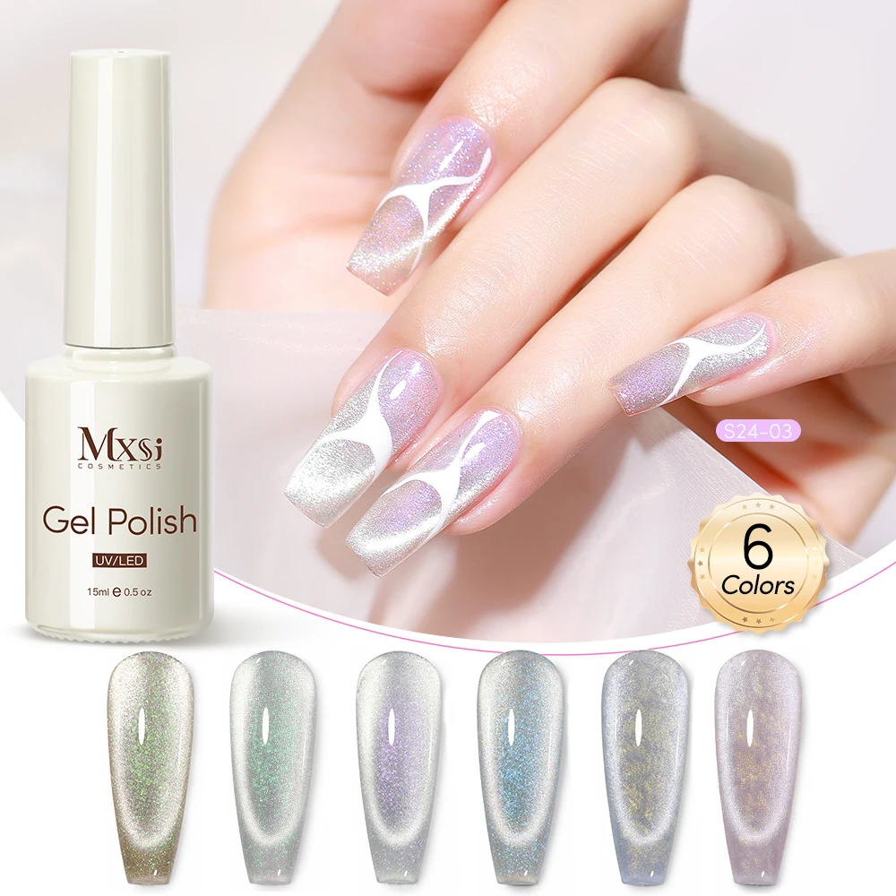 Mxsi 6Pcs Aurora Shell Thread Cat Magnetic Gel Polish Set With Magnet Glitter Pearl Cat Eye Gel Soak Off Nail Art Varnish Kit
Mxsi 6Pcs Aurora Shell Thread Cat Magnetic Gel Polish Set With Magnet Glitter Pearl Cat Eye Gel Soak Off Nail Art Varnish Kit