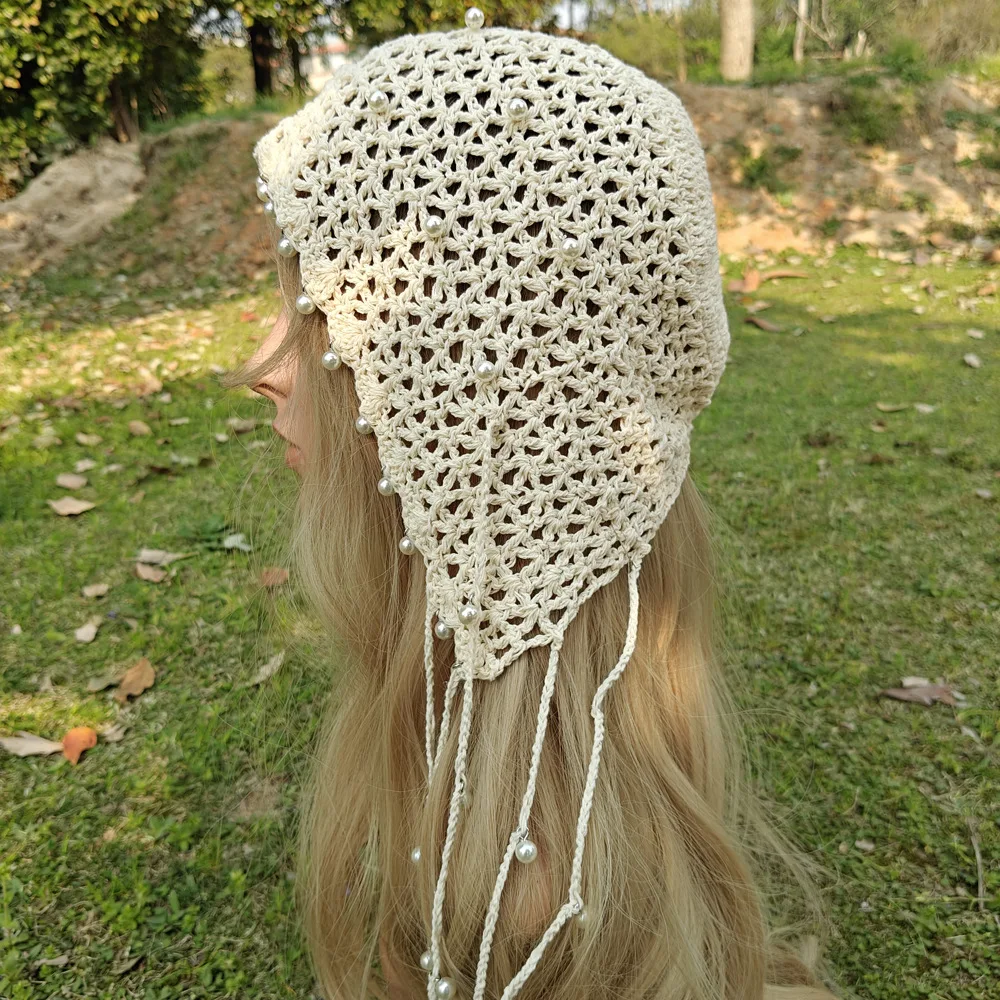 Balaclava Cap Hollow Handmade Knitted Peaerl Flower Crochet Beanie for Women Wool Bonnet Woven Headscarf Old-school Large Turban
Balaclava Cap Hollow Handmade Knitted Peaerl Flower Crochet Beanie for Women Wool Bonnet Woven Headscarf Old-school Large Turban