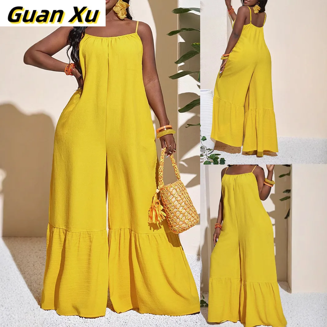 European and American women's clothing fashionable and elegant suspender sleeveless trousers casual solid color jumpsuit
European and American women's clothing fashionable and elegant suspender sleeveless trousers casual solid color jumpsuit