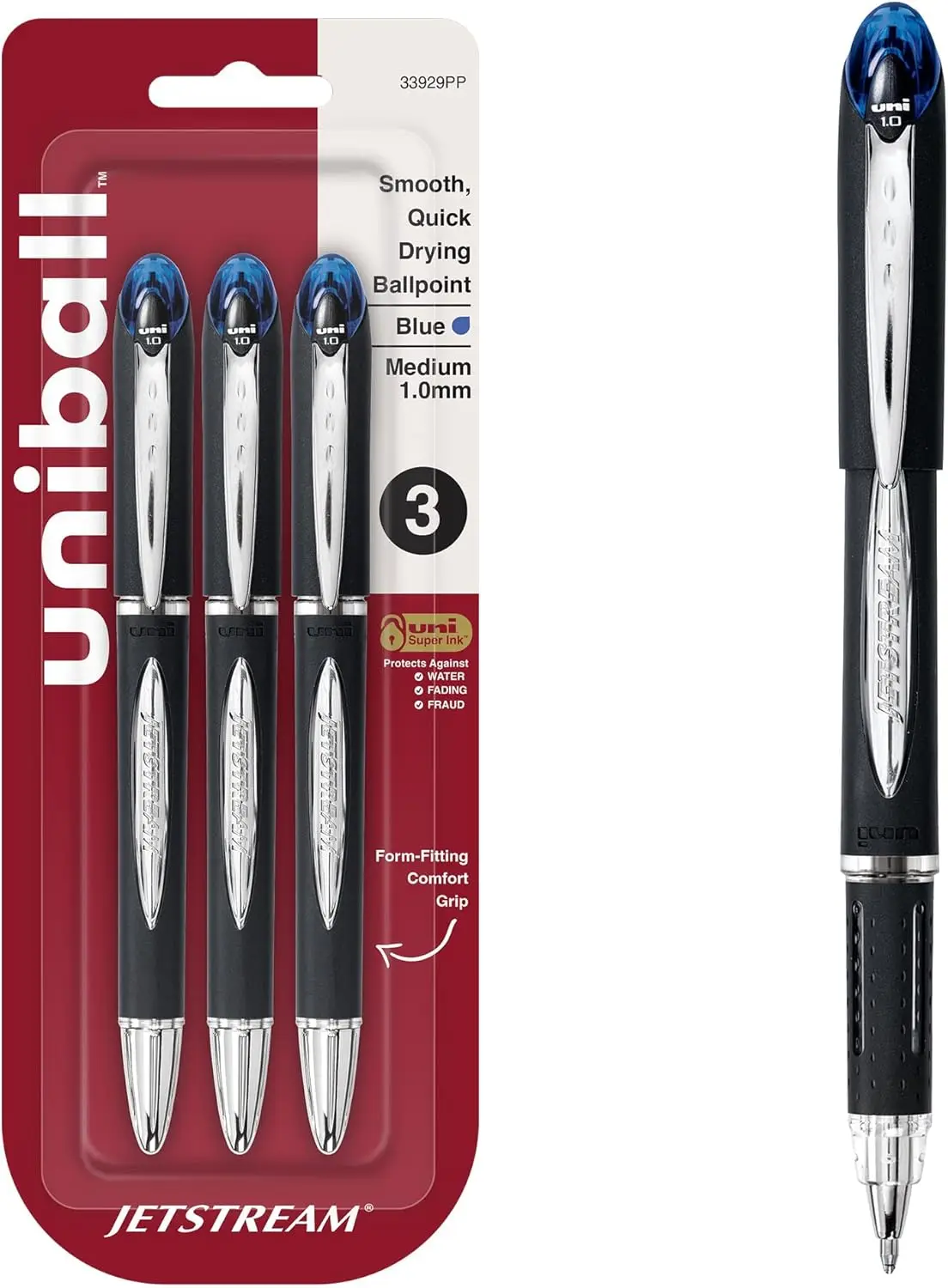 Smooth Writing Ballpoint Pens, Medium Point (1.0mm), Blue Ink, 3 Pack
Smooth Writing Ballpoint Pens, Medium Point (1.0mm), Blue Ink, 3 Pack