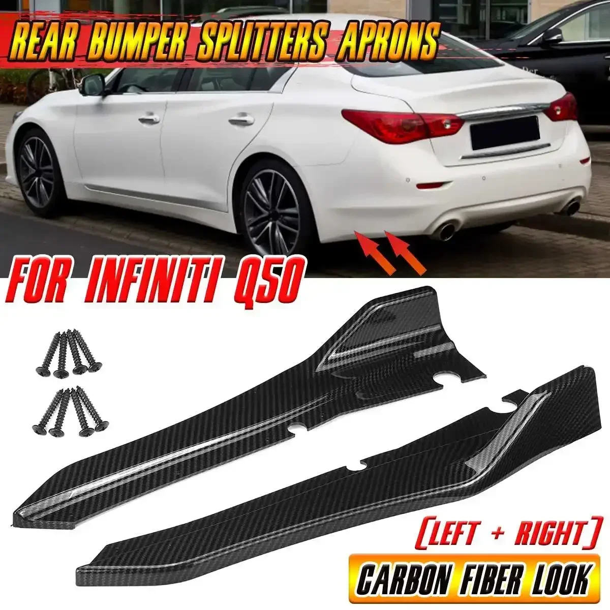 Black/Carbon Fiber Look Rear Bumper Side Canards Lip Cover For Infiniti Q50 Car Rear Bumper Lip Side Corner Protector Body Kit
Black/Carbon Fiber Look Rear Bumper Side Canards Lip Cover For Infiniti Q50 Car Rear Bumper Lip Side Corner Protector Body Kit
