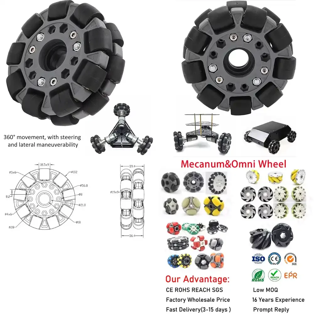 14049 100mm Omni Wheel for 360° Rotation Loading 20KG Clear Double for Platform Robotic Kit 14049 for Worker
14049 100mm Omni Wheel for 360° Rotation Loading 20KG Clear Double for Platform Robotic Kit 14049 for Worker