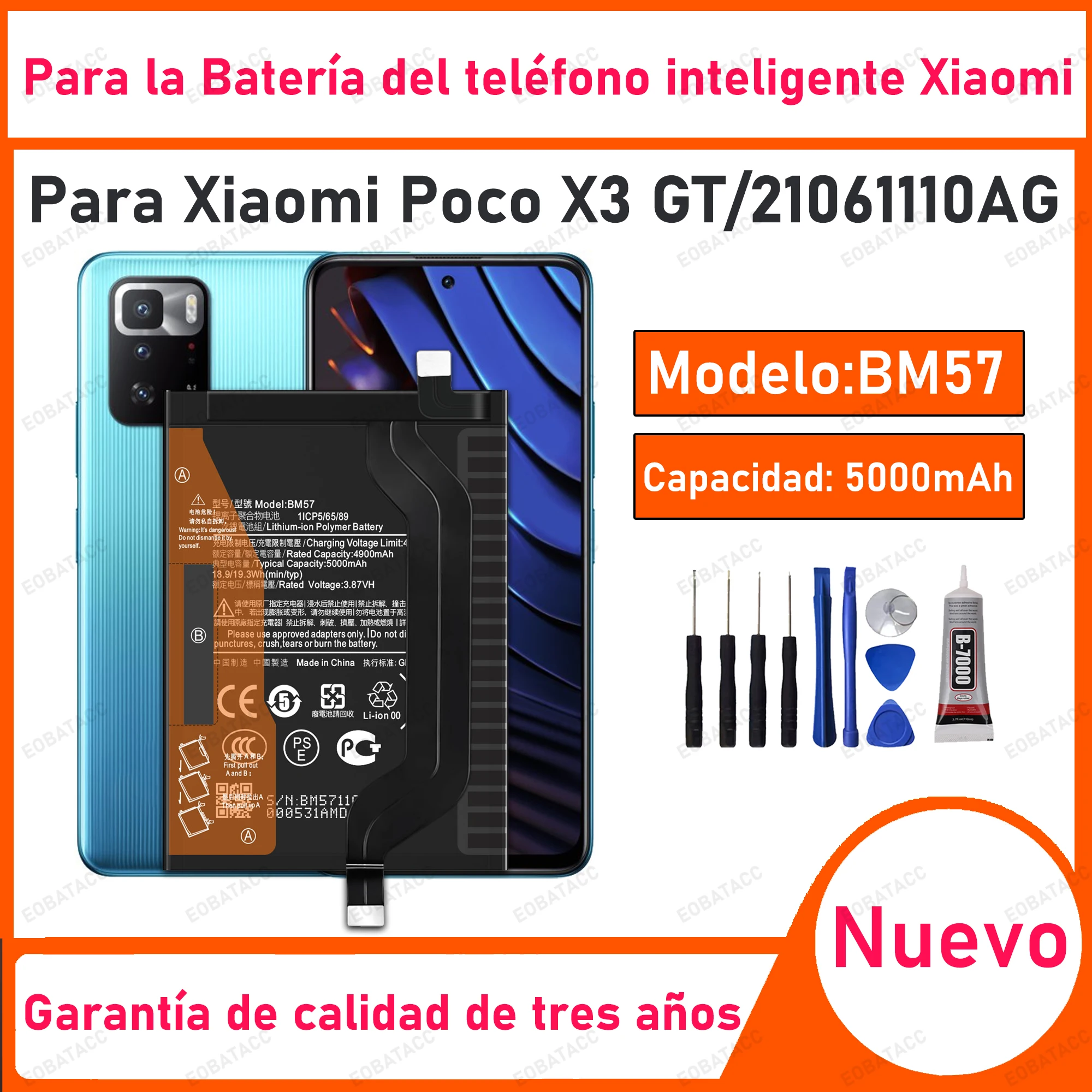 100% New High Quality BM57 Battery For XIAOMI POCO X3 GT/21061110AG Phone Replacement Bateria BATTERY +Free Tools
100% New High Quality BM57 Battery For XIAOMI POCO X3 GT/21061110AG Phone Replacement Bateria BATTERY +Free Tools