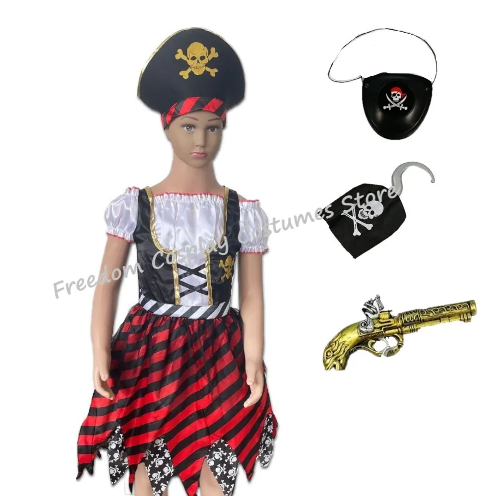 Hallowmas Kids Girl Pirate Captain cosplay Costume Printed Pirate Princess Dress with Hat Accessories Carnival Party Suit
Hallowmas Kids Girl Pirate Captain cosplay Costume Printed Pirate Princess Dress with Hat Accessories Carnival Party Suit