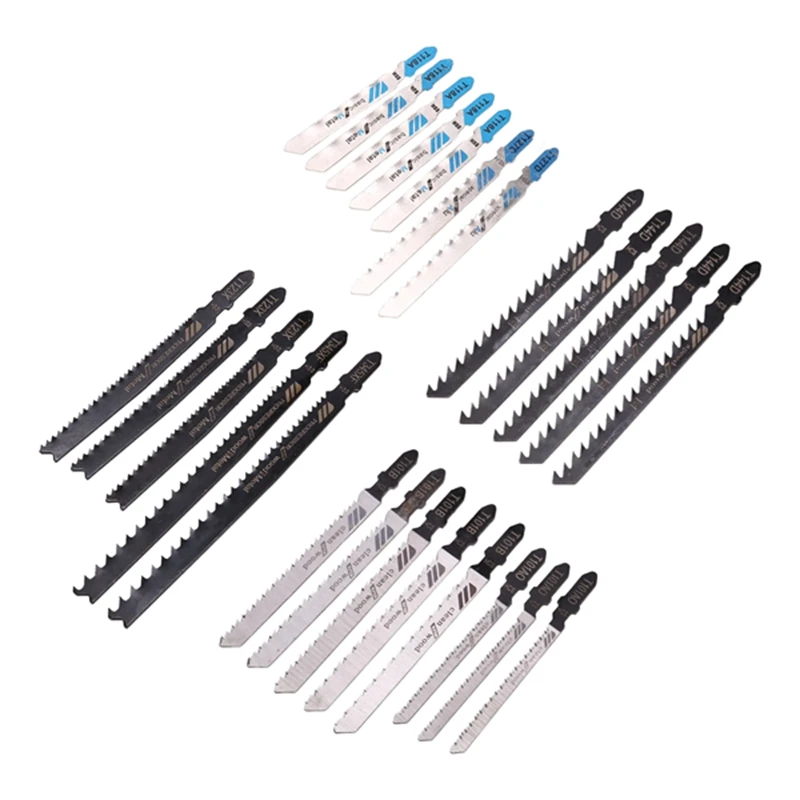 25 Pcs T Shank Jig Saw Blade Set, T-Shank Blades For Wood, Plastic And Metal Cutting
25 Pcs T Shank Jig Saw Blade Set, T-Shank Blades For Wood, Plastic And Metal Cutting