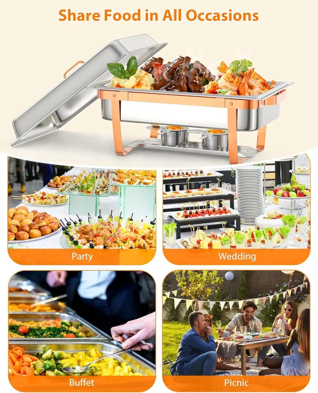 Chafing Dish for Buffet Set, 4 Packs 8 Qt Chafers and Buffet Warmers Sets with Folding Frame, Spoon & Tweezer·New Popularity
Chafing Dish for Buffet Set, 4 Packs 8 Qt Chafers and Buffet Warmers Sets with Folding Frame, Spoon & Tweezer·New Popularity
