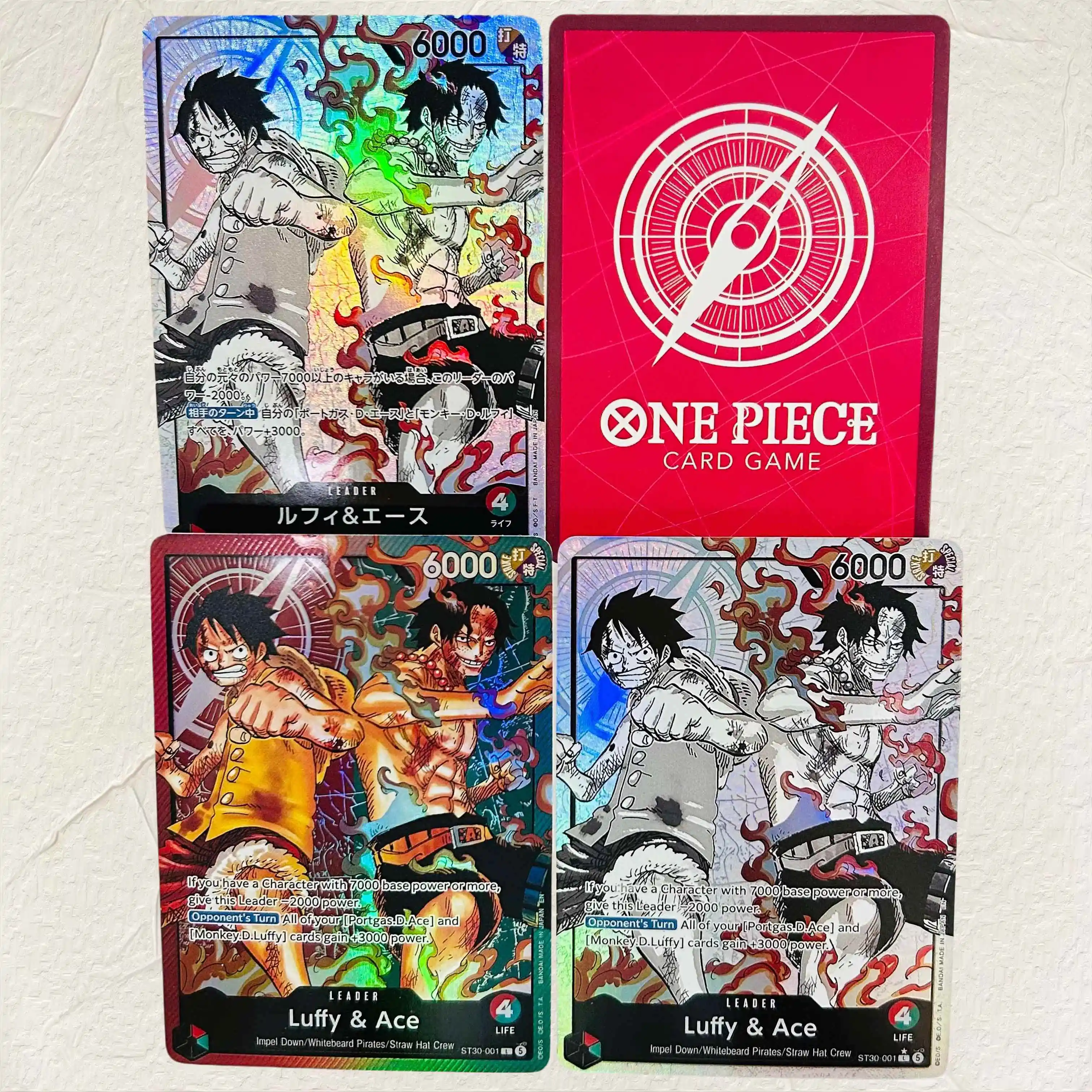 DIY One Piece 3pcs Luffy Ace Holographic Texture Cards English Japanese Version Perfect Condition Classic Anime Collectible TCG
DIY One Piece 3pcs Luffy Ace Holographic Texture Cards English Japanese Version Perfect Condition Classic Anime Collectible TCG
