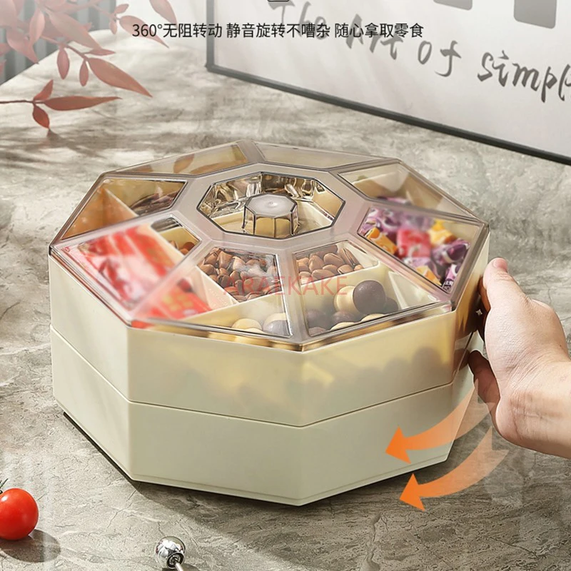 Rotatable Octagonal Dried Fruit Plate Living Room Tea Table Household Nut Snack Storage Box Divided Double Layer Candy Box
Rotatable Octagonal Dried Fruit Plate Living Room Tea Table Household Nut Snack Storage Box Divided Double Layer Candy Box