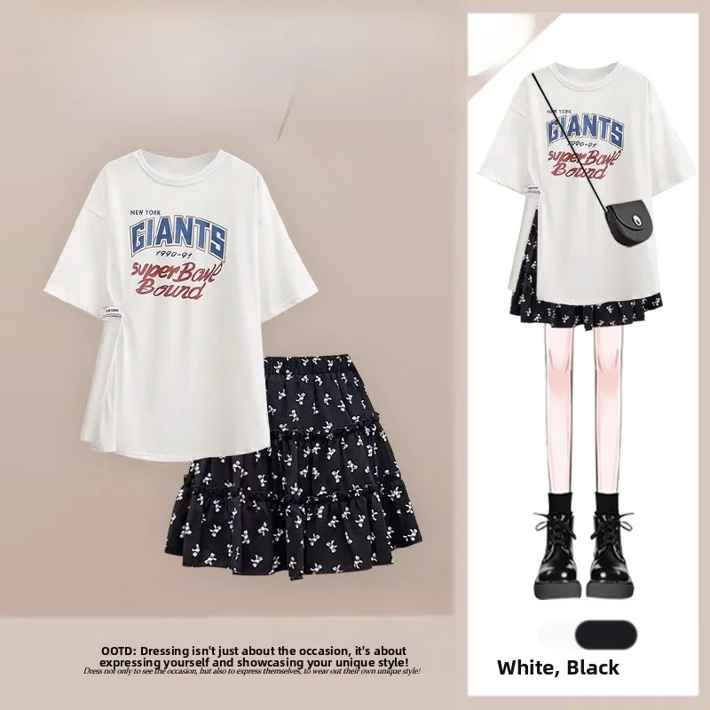 Summer Casual Outfit Women's Design Sense Slit Letter Print Short Sleeve T-Shirt Matching High Waist Floral Short Skirt Two P...
Summer Casual Outfit Women's Design Sense Slit Letter Print Short Sleeve T-Shirt Matching High Waist Floral Short Skirt Two P...