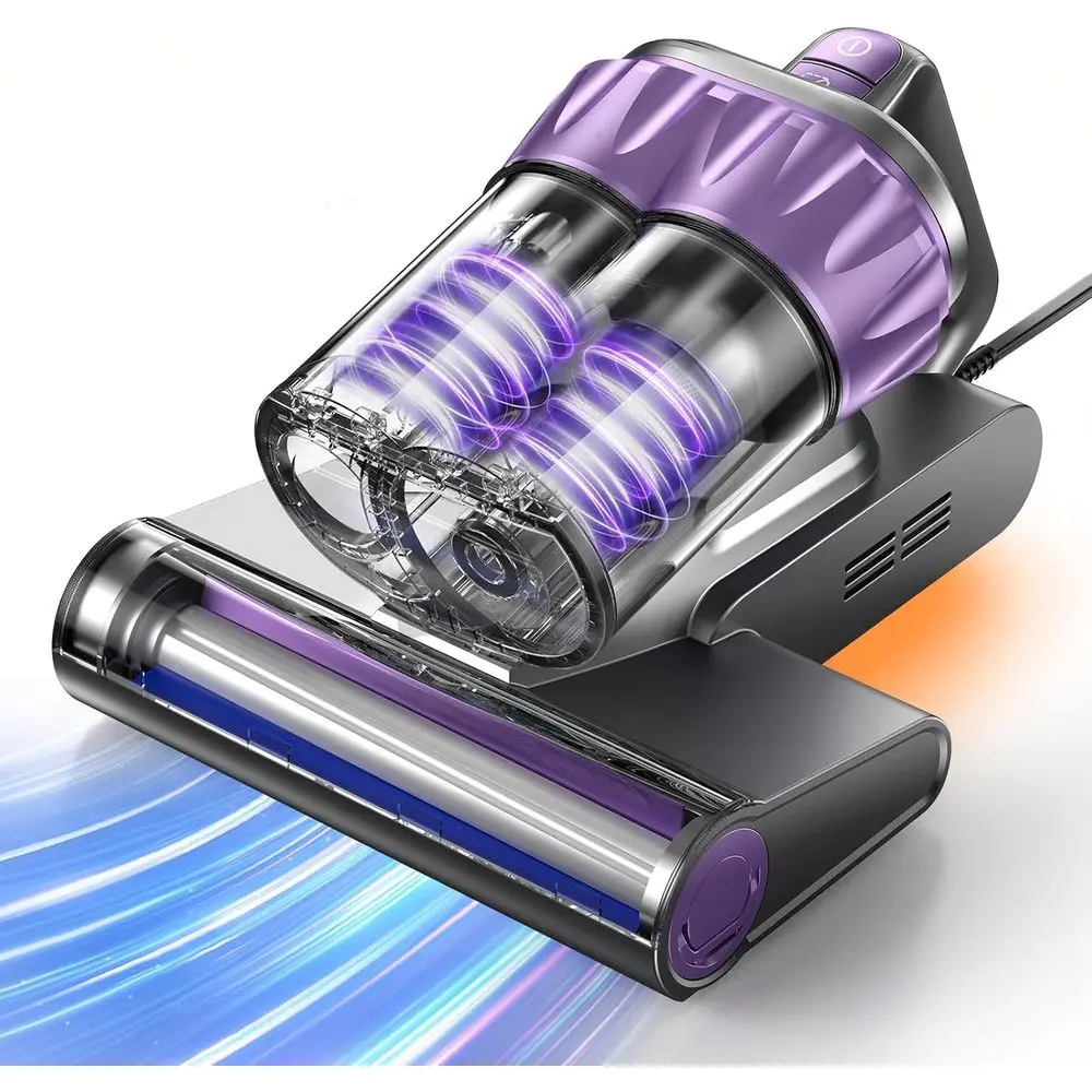 Powerful 500W Handheld Bed Vacuum Cleaner with 18Kpa Suction, UV-C Light, HEPA Filter, and 150° Heat for Sofa, Couch, and Crib -
Powerful 500W Handheld Bed Vacuum Cleaner with 18Kpa Suction, UV-C Light, HEPA Filter, and 150° Heat for Sofa, Couch, and Crib -