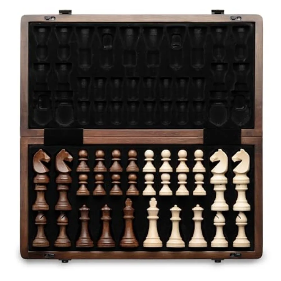 15" Magnetic Wooden Chess Set, Handmade 3" King Height Unique Chess Pieces with 2 Extra Queens, Tournament Portable Travel Ches
15" Magnetic Wooden Chess Set, Handmade 3" King Height Unique Chess Pieces with 2 Extra Queens, Tournament Portable Travel Ches