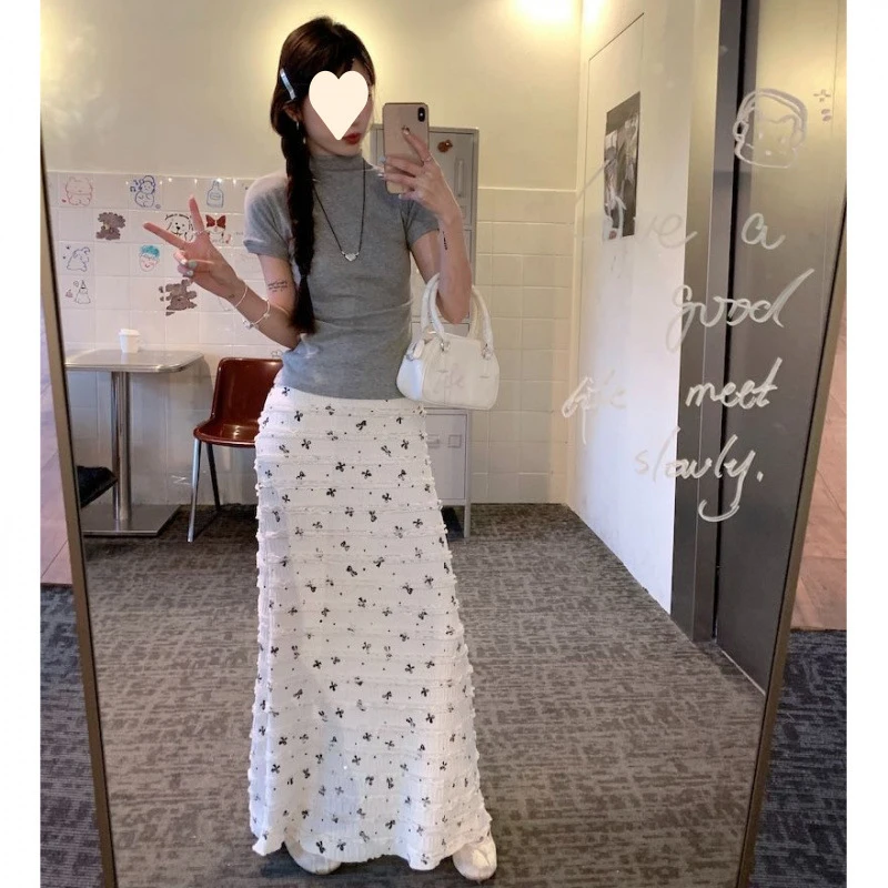 2025White bow print floral fishtail skirt for women, summer half-body bodycon long skirt for petite women
2025White bow print floral fishtail skirt for women, summer half-body bodycon long skirt for petite women