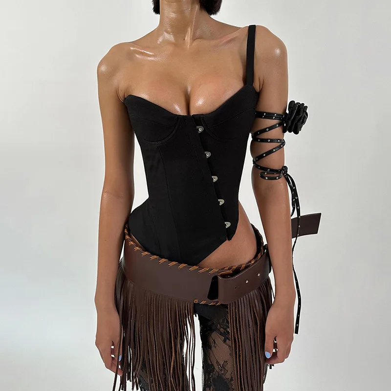 Corset Bustier Top With Fringe Tassel Belt Set Women Asymmetric Buckle Strap Low Cut Sexy Y2K Gothic Streetwear Club Outfit
Corset Bustier Top With Fringe Tassel Belt Set Women Asymmetric Buckle Strap Low Cut Sexy Y2K Gothic Streetwear Club Outfit