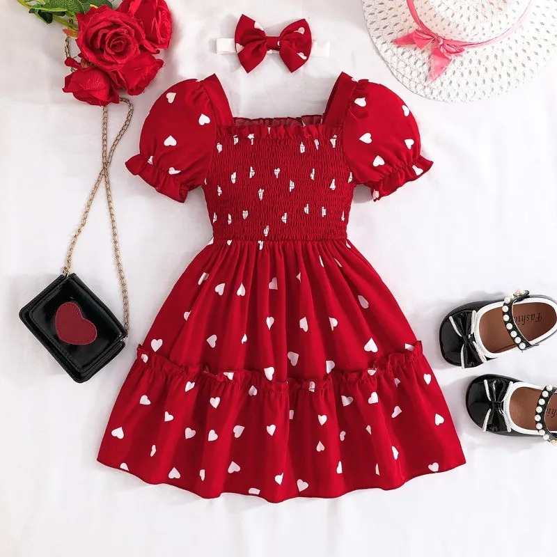 Dresses for Kids Girls Love Printed Bubble Sleeve Bowknot Dresses Fashion Kids Princess Dresses for Girls 4-7 Years Old
Dresses for Kids Girls Love Printed Bubble Sleeve Bowknot Dresses Fashion Kids Princess Dresses for Girls 4-7 Years Old