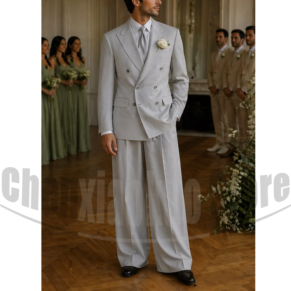 Men Double Breasted 2 Piece Suit Peak Lapel Blazer And Wide Leg Pants Formal Wedding Groom Party Elegant Smart Casual Tuxedo
Men Double Breasted 2 Piece Suit Peak Lapel Blazer And Wide Leg Pants Formal Wedding Groom Party Elegant Smart Casual Tuxedo