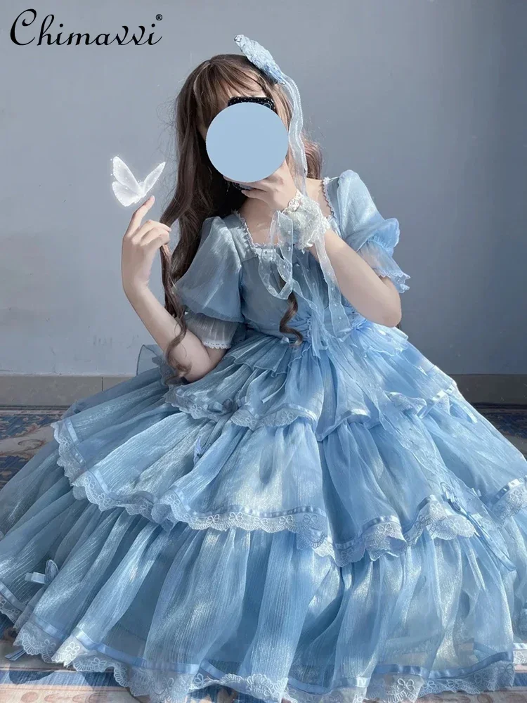 Sweet Girl Lolita Dresses New Spring Summer Cute Bow Puff Sleeve High Waist Op Birthday Dress Princess Lo Dresses for Women
Sweet Girl Lolita Dresses New Spring Summer Cute Bow Puff Sleeve High Waist Op Birthday Dress Princess Lo Dresses for Women