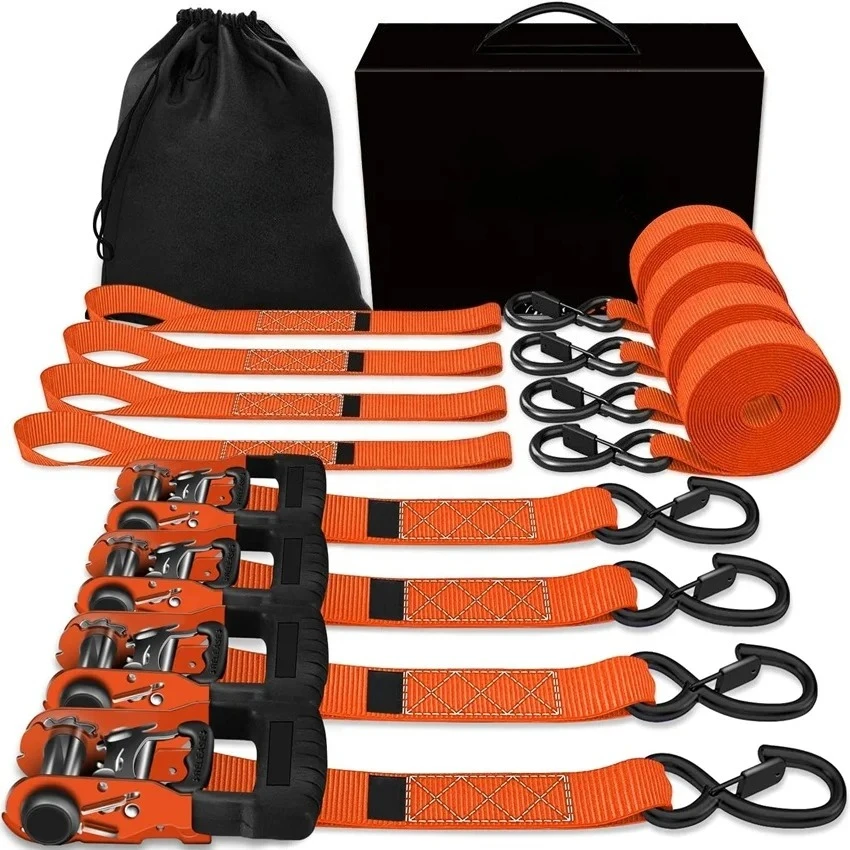 Motorcycle Truck Cargo Coated S Hook Made of Durable Polyester Heavy-D u ty Ratchet Straps Set for ATV UTV
Motorcycle Truck Cargo Coated S Hook Made of Durable Polyester Heavy-D u ty Ratchet Straps Set for ATV UTV
