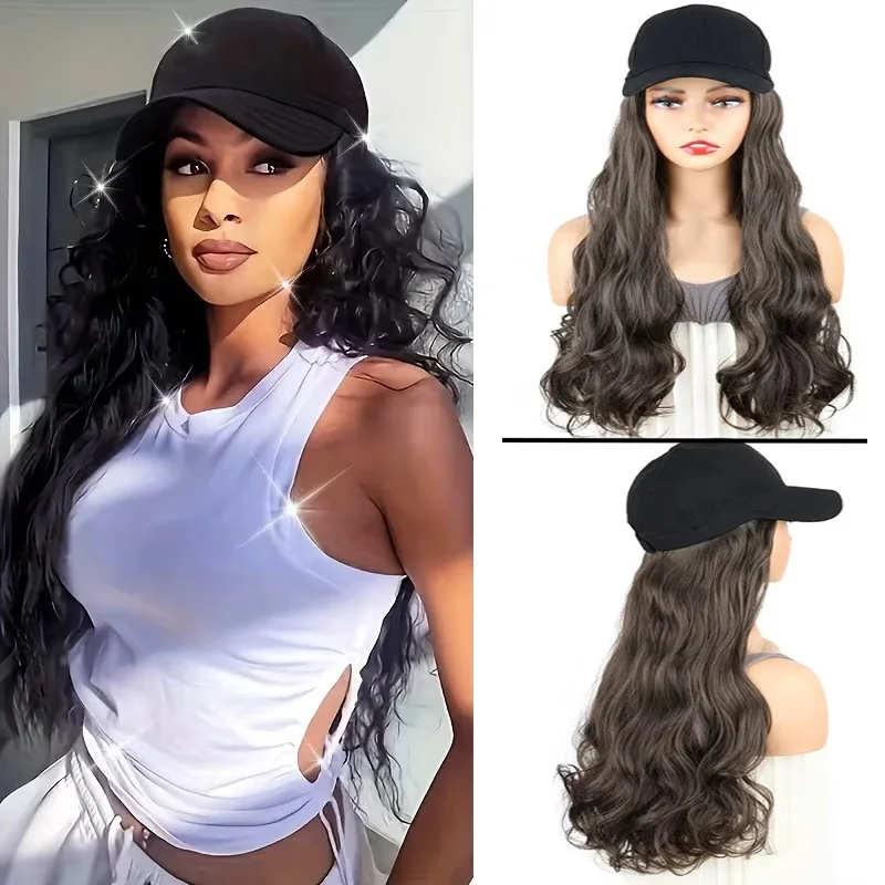 K Pop 20Inch Synthetic Long Curly Hat Wig Baseball Cap Black Brown Hairpiece Adjustable Hat Wigs for Women Festival
K Pop 20Inch Synthetic Long Curly Hat Wig Baseball Cap Black Brown Hairpiece Adjustable Hat Wigs for Women Festival