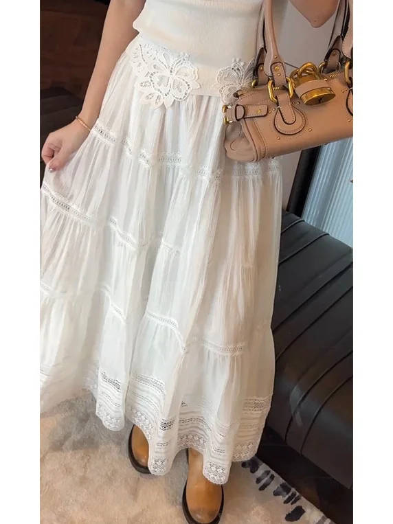 Elegant Lace Splicing A-Line Skirt Women's High Waist Slimming Lace Hollow out Half Skirt Sweet Bordered Cake Skirt
Elegant Lace Splicing A-Line Skirt Women's High Waist Slimming Lace Hollow out Half Skirt Sweet Bordered Cake Skirt
