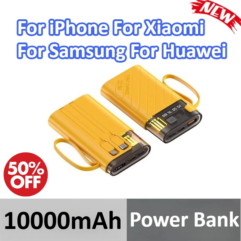 10000mAh 22.5W Power Bank Super Fast Charging For iPhone For Xiaomi For Samsung For Huawei With Digital Display Built in Cables
10000mAh 22.5W Power Bank Super Fast Charging For iPhone For Xiaomi For Samsung For Huawei With Digital Display Built in Cables