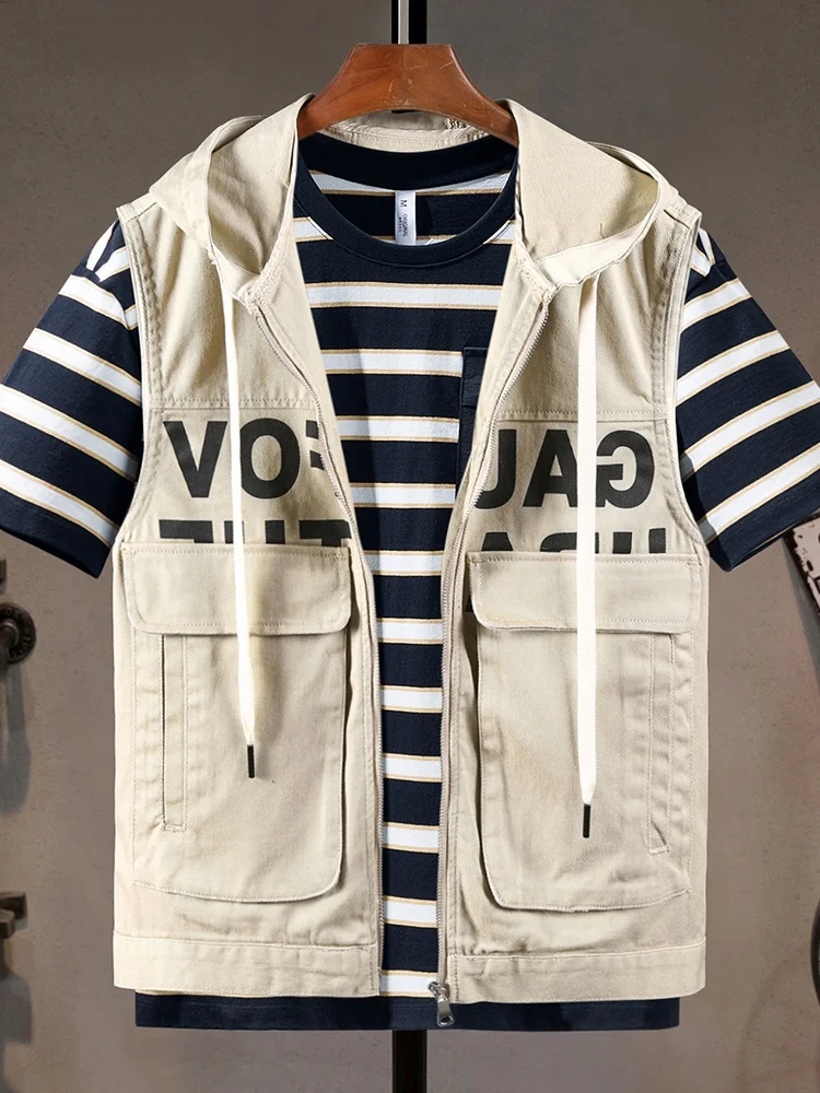 American Sle Loose Fit Cotton Denim Vest for Men Outdoor Multi ket Hooded Casual Versatile Four Seasons Faion Vest
American Sle Loose Fit Cotton Denim Vest for Men Outdoor Multi ket Hooded Casual Versatile Four Seasons Faion Vest