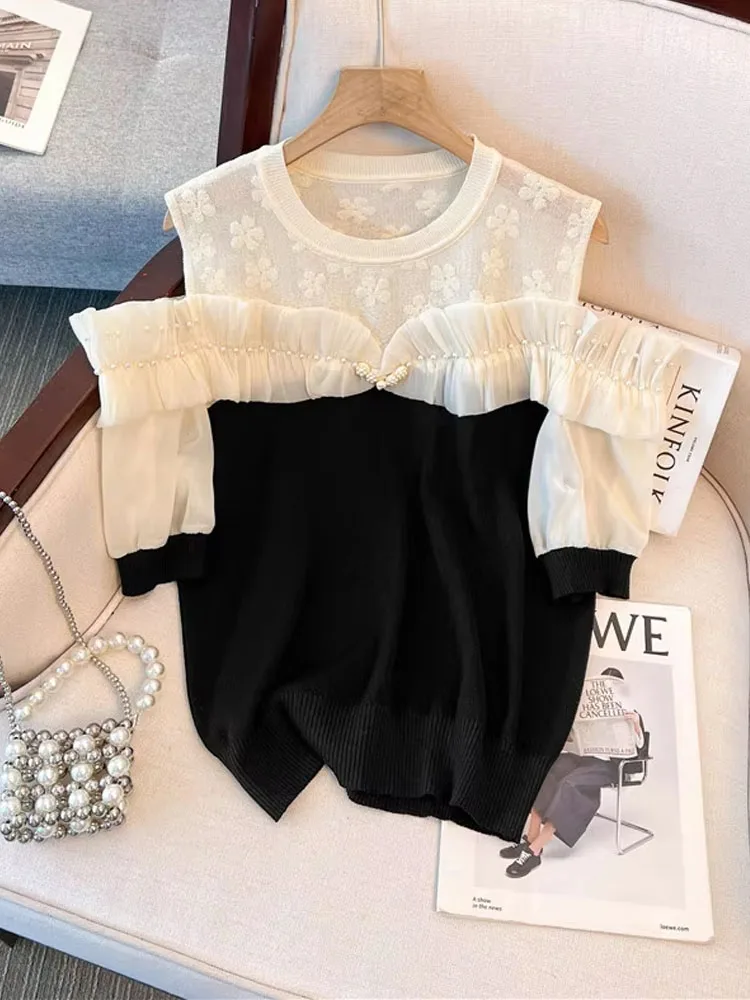 Off-shoulder Sexy Women Knit Sweater Tees 2025 Summer Short Sleeve Slash Neck Lace-up Tops Knitwear Stylish Chic Ladies Jumpers
Off-shoulder Sexy Women Knit Sweater Tees 2025 Summer Short Sleeve Slash Neck Lace-up Tops Knitwear Stylish Chic Ladies Jumpers
