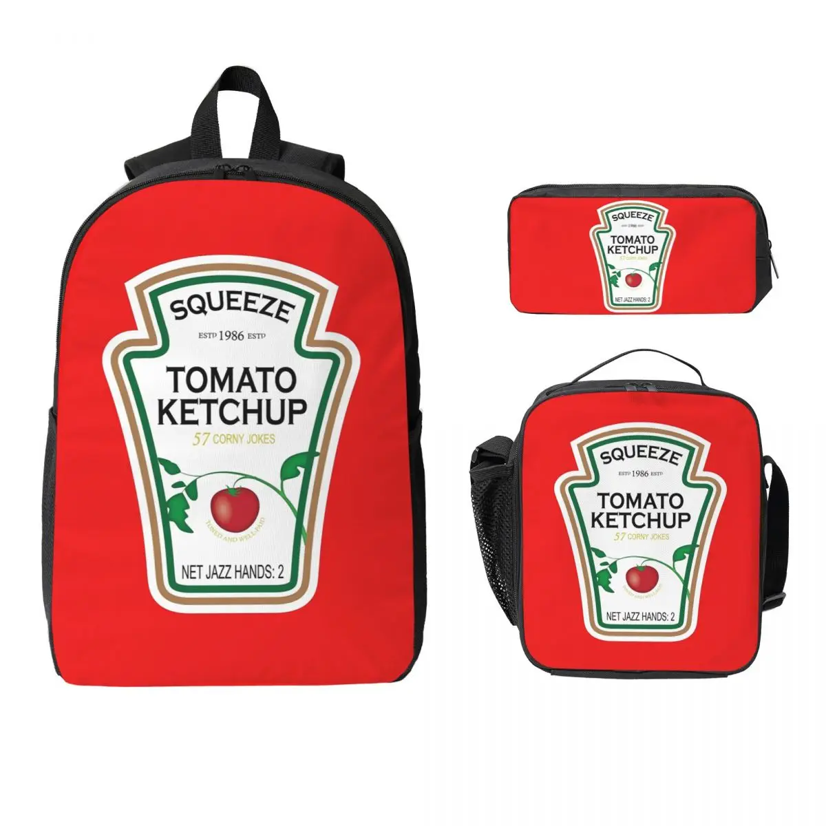Funny Ketchup Label Backpack Boys Girls BookBag School Bag Computer Shoulder Bags 3ps Insulated Lunch Bag Pencil Case
Funny Ketchup Label Backpack Boys Girls BookBag School Bag Computer Shoulder Bags 3ps Insulated Lunch Bag Pencil Case