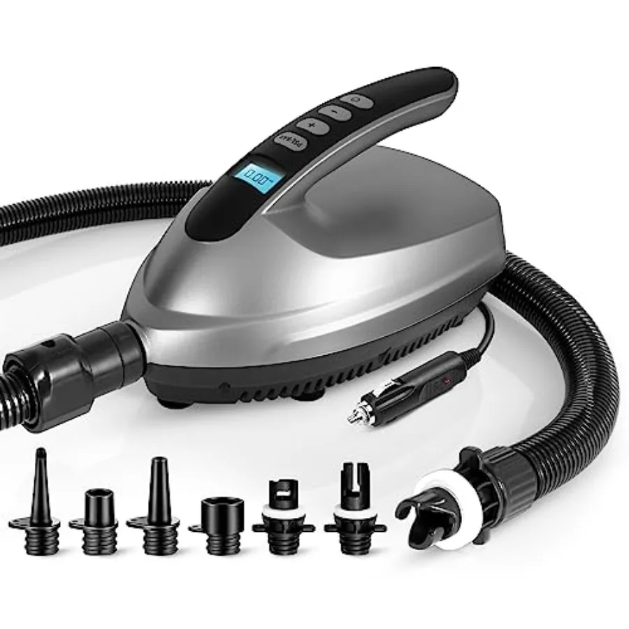 Electric Air Pump Compressor Portable Inflator for SUPs Stand Up Paddle-Boards and Pool Inflatables Digital LCD Display Adjusta
Electric Air Pump Compressor Portable Inflator for SUPs Stand Up Paddle-Boards and Pool Inflatables Digital LCD Display Adjusta