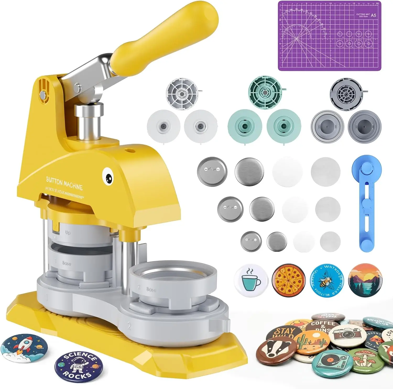 3-in-1 Button Maker Machine 1 1.25 2.25 Inch DIY Badge Press Kit with 300 Sets Supplies & Circle Cutter
3-in-1 Button Maker Machine 1 1.25 2.25 Inch DIY Badge Press Kit with 300 Sets Supplies & Circle Cutter