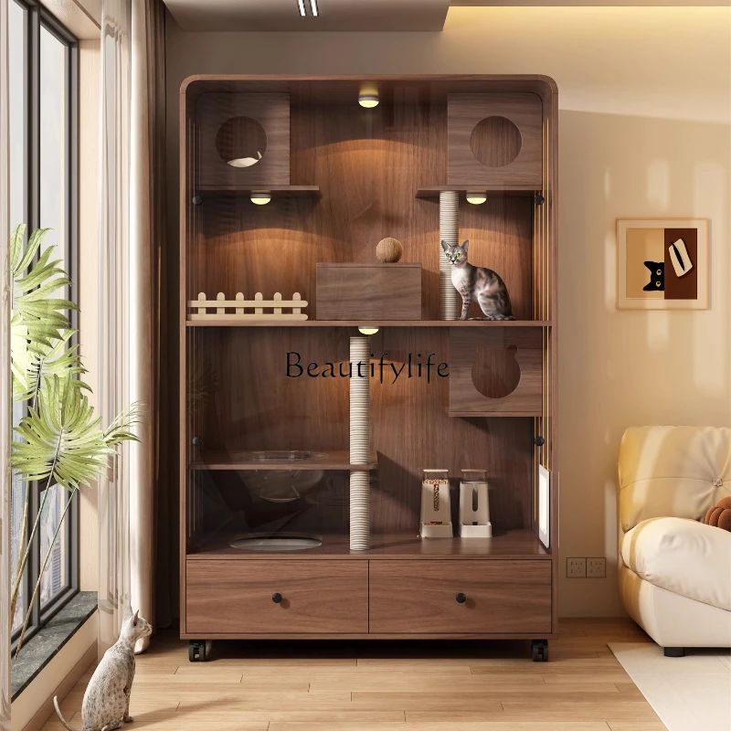 Household indoor cat climbing frame with toilet integrated cat nest cabinet luxury does not occupy an area of solid wood
Household indoor cat climbing frame with toilet integrated cat nest cabinet luxury does not occupy an area of solid wood