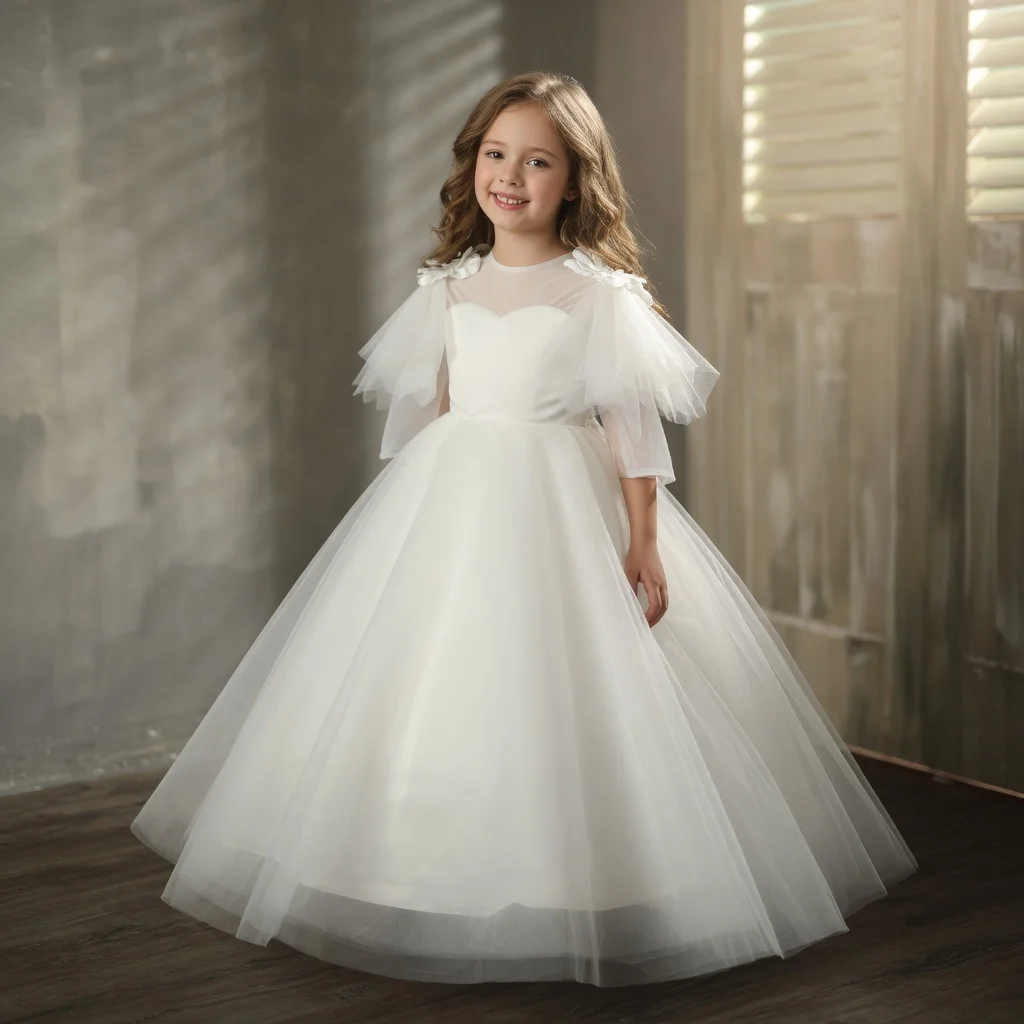 High Neck White Tulle Flower Girl Dress with 3D Floral Embellishments A-line skirt Butterfly Sleeve Kids Wedding & Baptism Gown
High Neck White Tulle Flower Girl Dress with 3D Floral Embellishments A-line skirt Butterfly Sleeve Kids Wedding & Baptism Gown