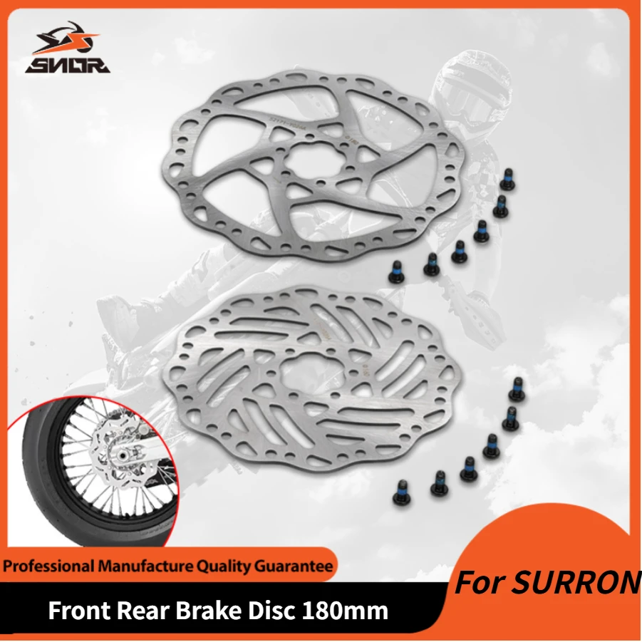 Оригинальный передний и задний тормозной диск SNOR для мотоцикла 180 мм для SURRON Hyper Bee, запасные части для электрического дискового тормоза для беговых велосипедов 
Оригинальный передний и задний тормозной диск SNOR для мотоцикла 180 мм для SURRON Hyper Bee, запасные части для электрического дискового тормоза для беговых велосипедов