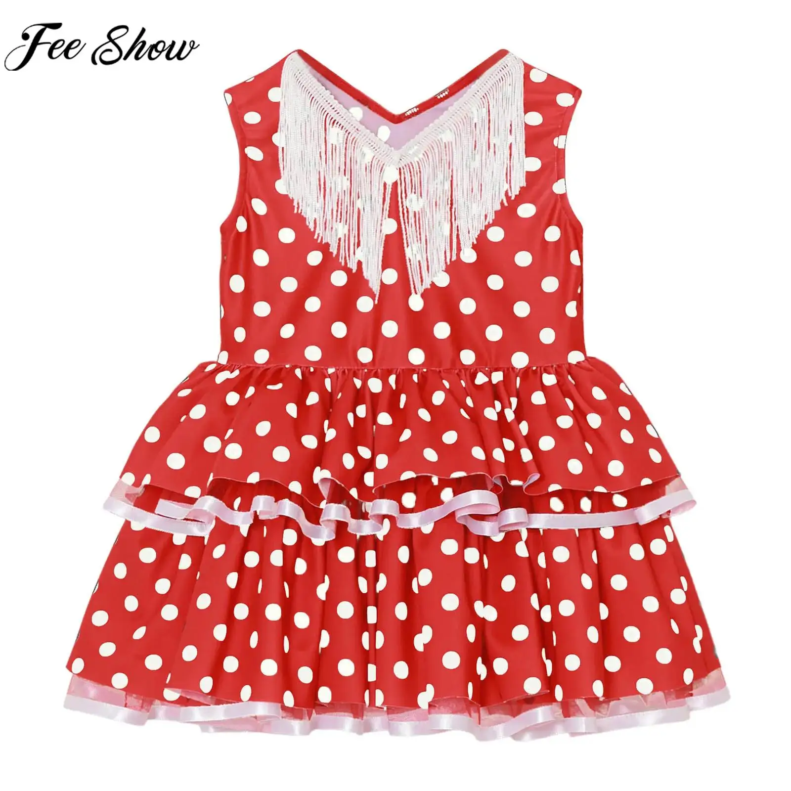 Kids Girls Cute Sleeveless Tassel Polka Dot Mesh Layered Cake Dress Flamenco Dance Stage Performance Costume Photography Clothes
Kids Girls Cute Sleeveless Tassel Polka Dot Mesh Layered Cake Dress Flamenco Dance Stage Performance Costume Photography Clothes