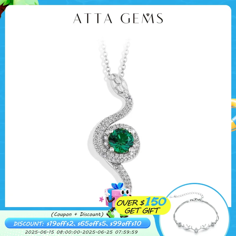 ATTAGEMS New Original Snake Moissanite Necklace for Women Lab Green Nano Gemston S925 Silver 18k White Gold Plated Pendant Gifts
ATTAGEMS New Original Snake Moissanite Necklace for Women Lab Green Nano Gemston S925 Silver 18k White Gold Plated Pendant Gifts