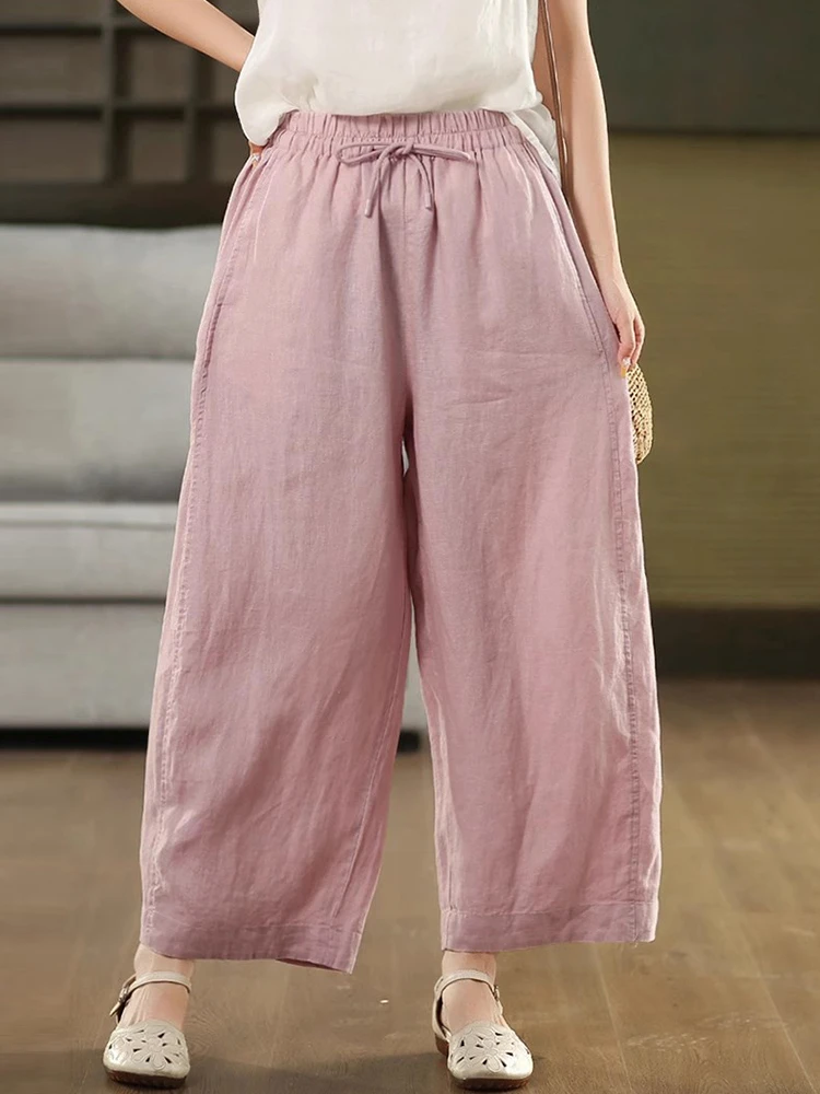 100% Linen Women Casual Pants New 2025 Summer Vintage Style Solid Color Loose Comfortable Female Ankle-length Pants M1690
100% Linen Women Casual Pants New 2025 Summer Vintage Style Solid Color Loose Comfortable Female Ankle-length Pants M1690