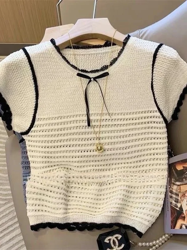 Knot Hollow out Knitted Top Women Summer Thin Shoulder round Neck Sleeveless Casual Style Slim Fit Polyester Fiber
Knot Hollow out Knitted Top Women Summer Thin Shoulder round Neck Sleeveless Casual Style Slim Fit Polyester Fiber