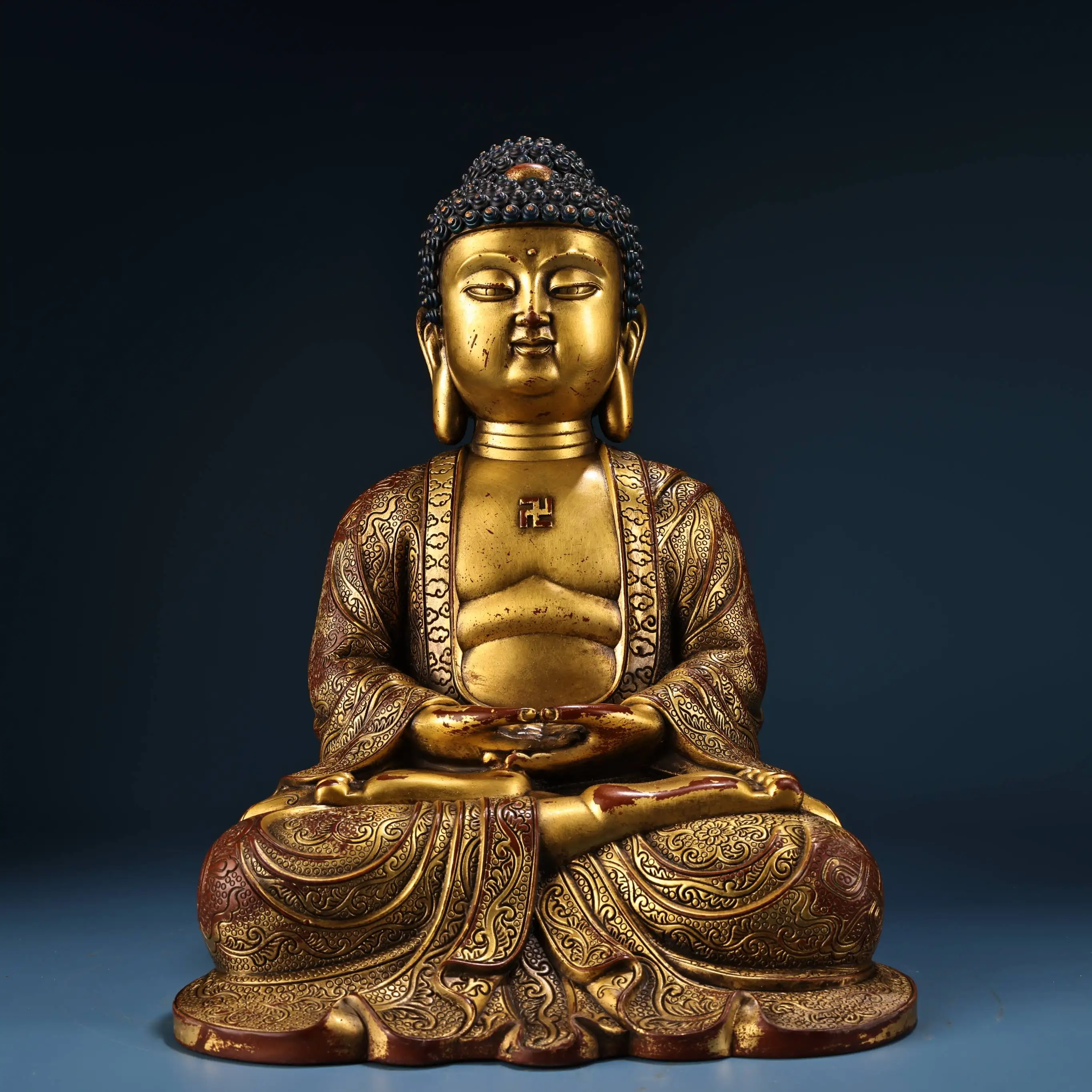 13"Tibetan Temple Collection Old Purple Bronze Gilded High Relief Northern Wei Buddha Shakyamuni Amitabha Buddha Worship Hall
13"Tibetan Temple Collection Old Purple Bronze Gilded High Relief Northern Wei Buddha Shakyamuni Amitabha Buddha Worship Hall
