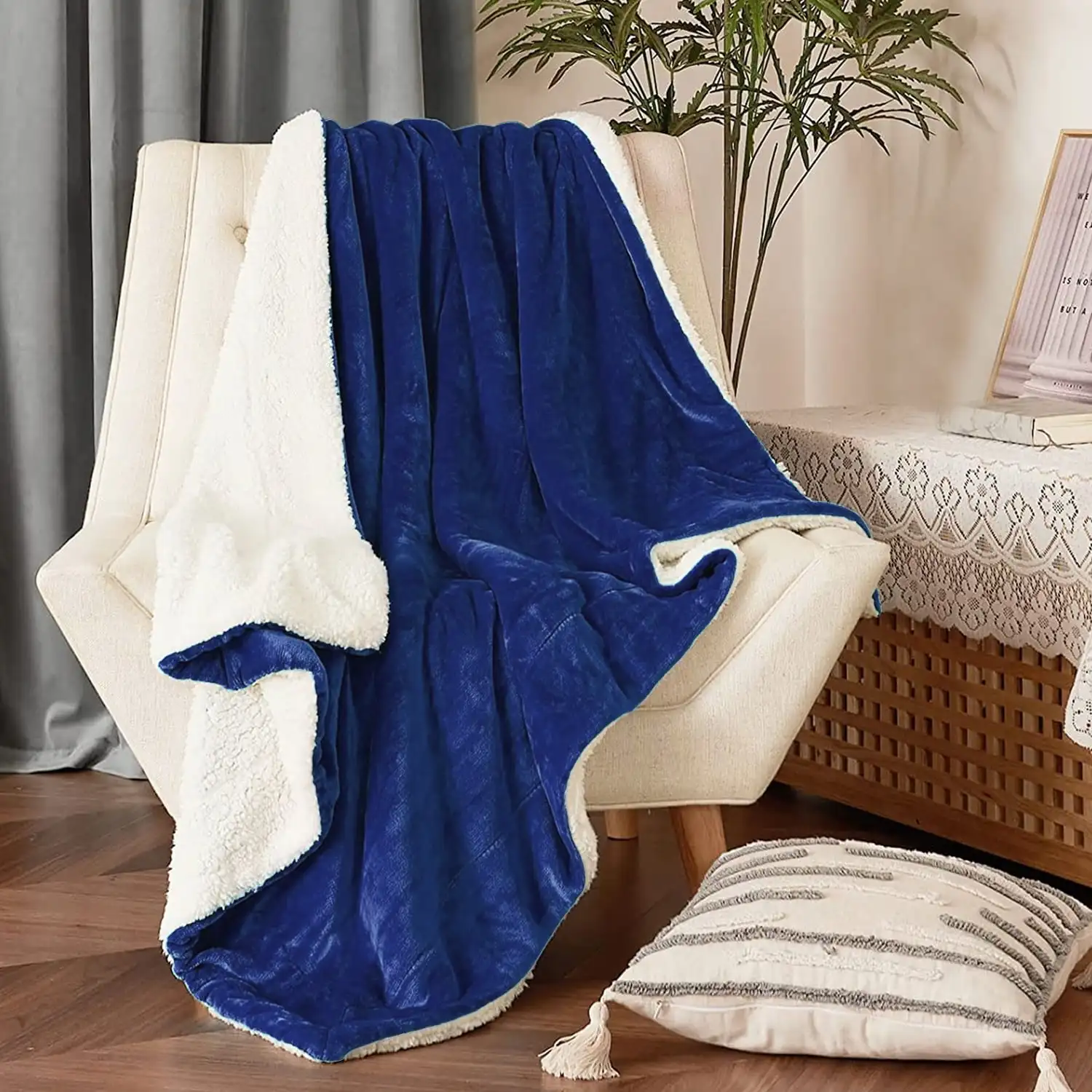 Bedding Sherpa Fleece Blanket Twin, Navy Warm Reversible Plush Fleece Couch Bed Blanket
Bedding Sherpa Fleece Blanket Twin, Navy Warm Reversible Plush Fleece Couch Bed Blanket