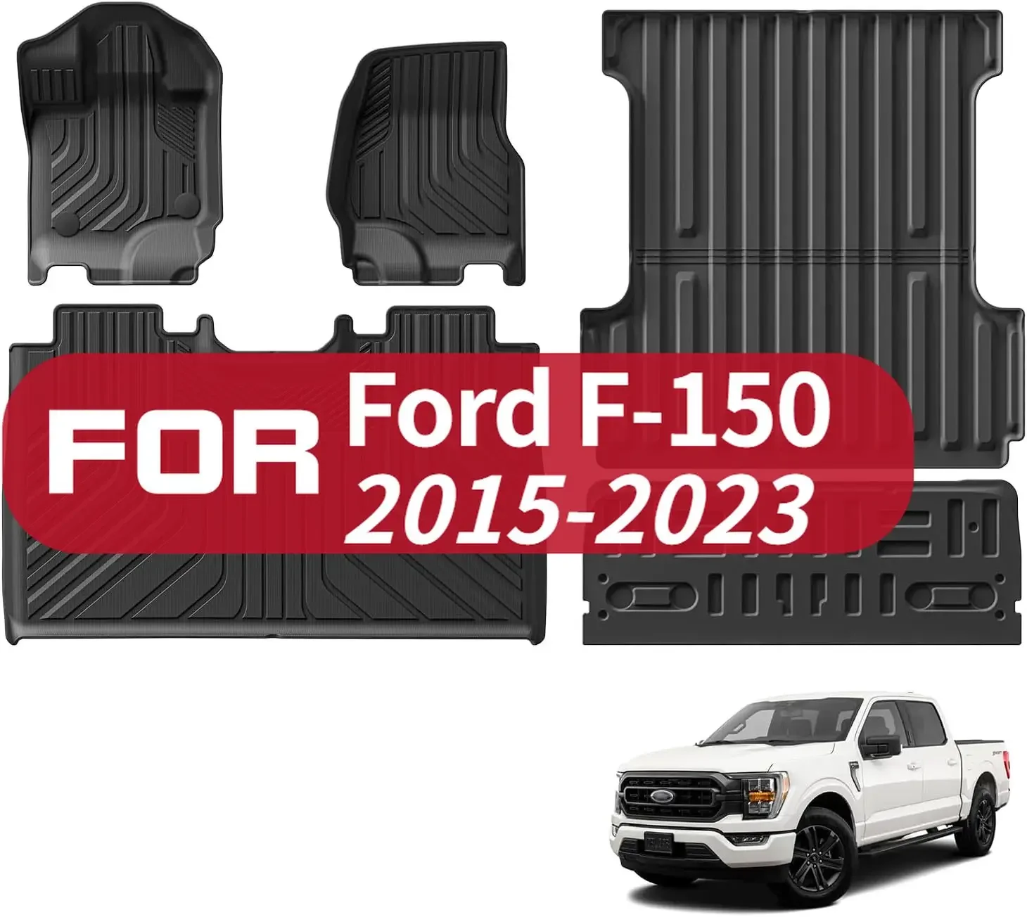Коврик для грузовика и коврик для задней двери для Ford F-150 F150 2015-2023 Lightning Crew/SuperCrew (кровать 5,5 футов, 67,1 дюйма), всепогодный TPE Heavy
Коврик для грузовика и коврик для задней двери для Ford F-150 F150 2015-2023 Lightning Crew/SuperCrew (кровать 5,5 футов, 67,1 дюйма), всепогодный TPE Heavy