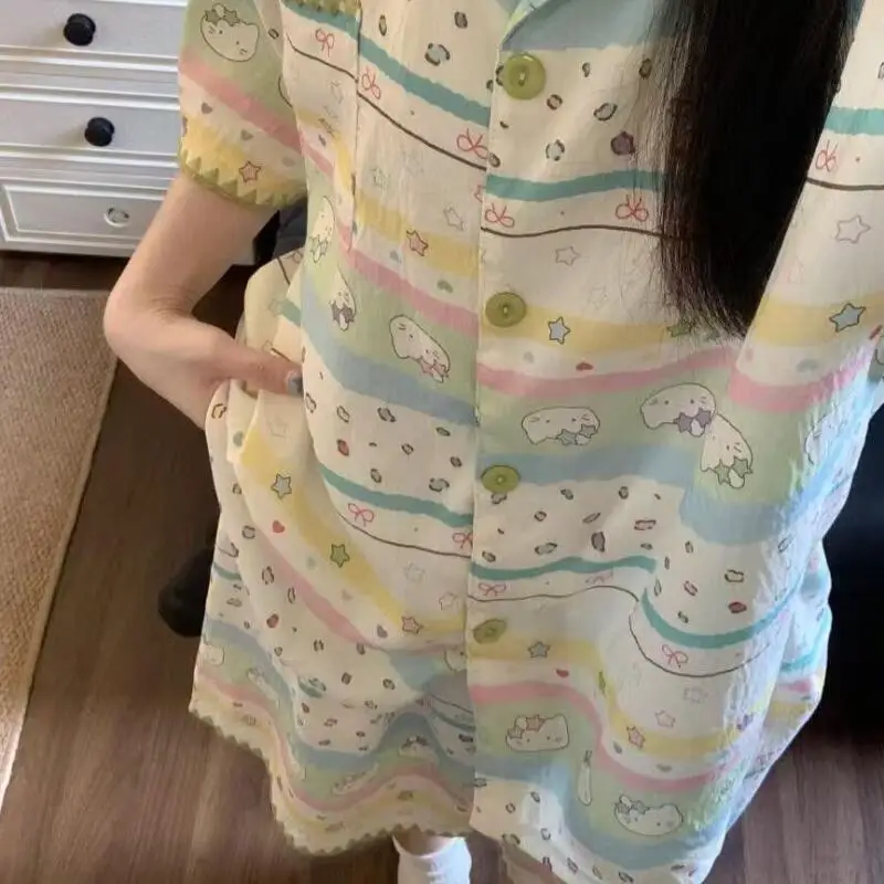 Korean Fashion Women's Short Sleeved Shorts Pajamas Summer Youth Loose Suit Cartoon Anime Girl Home Clothes Skin Friendly Soft
Korean Fashion Women's Short Sleeved Shorts Pajamas Summer Youth Loose Suit Cartoon Anime Girl Home Clothes Skin Friendly Soft