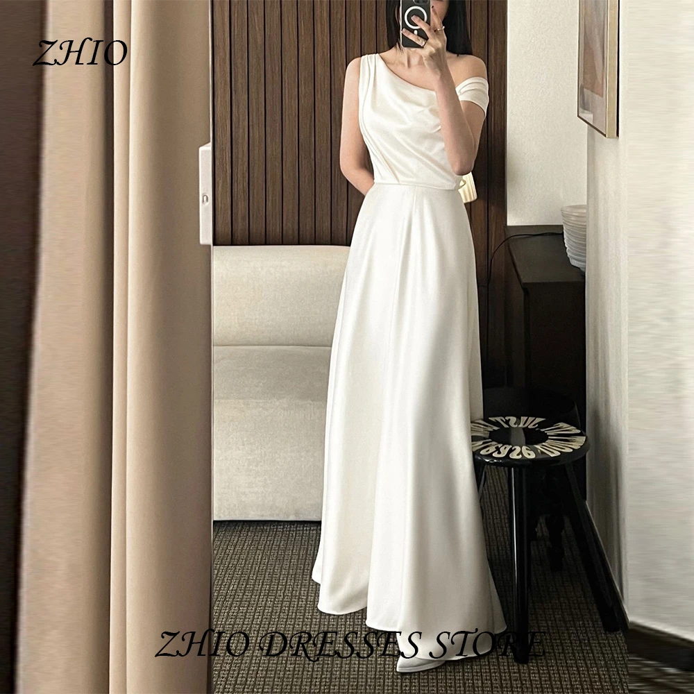 ZHIO Simple One Shoulder Korean Wedding Photography Soft Satin Bride Wedding Dress Short-Sleeved Evening Dress Customized
ZHIO Simple One Shoulder Korean Wedding Photography Soft Satin Bride Wedding Dress Short-Sleeved Evening Dress Customized