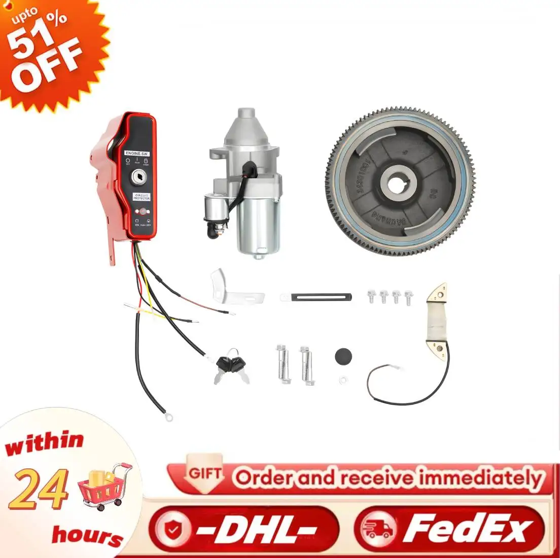 FITS HONDA GX390 13HP GX340 11HP Electric Start Motor Ignition Kit Flywheel Starter Key Switch Coil
FITS HONDA GX390 13HP GX340 11HP Electric Start Motor Ignition Kit Flywheel Starter Key Switch Coil
