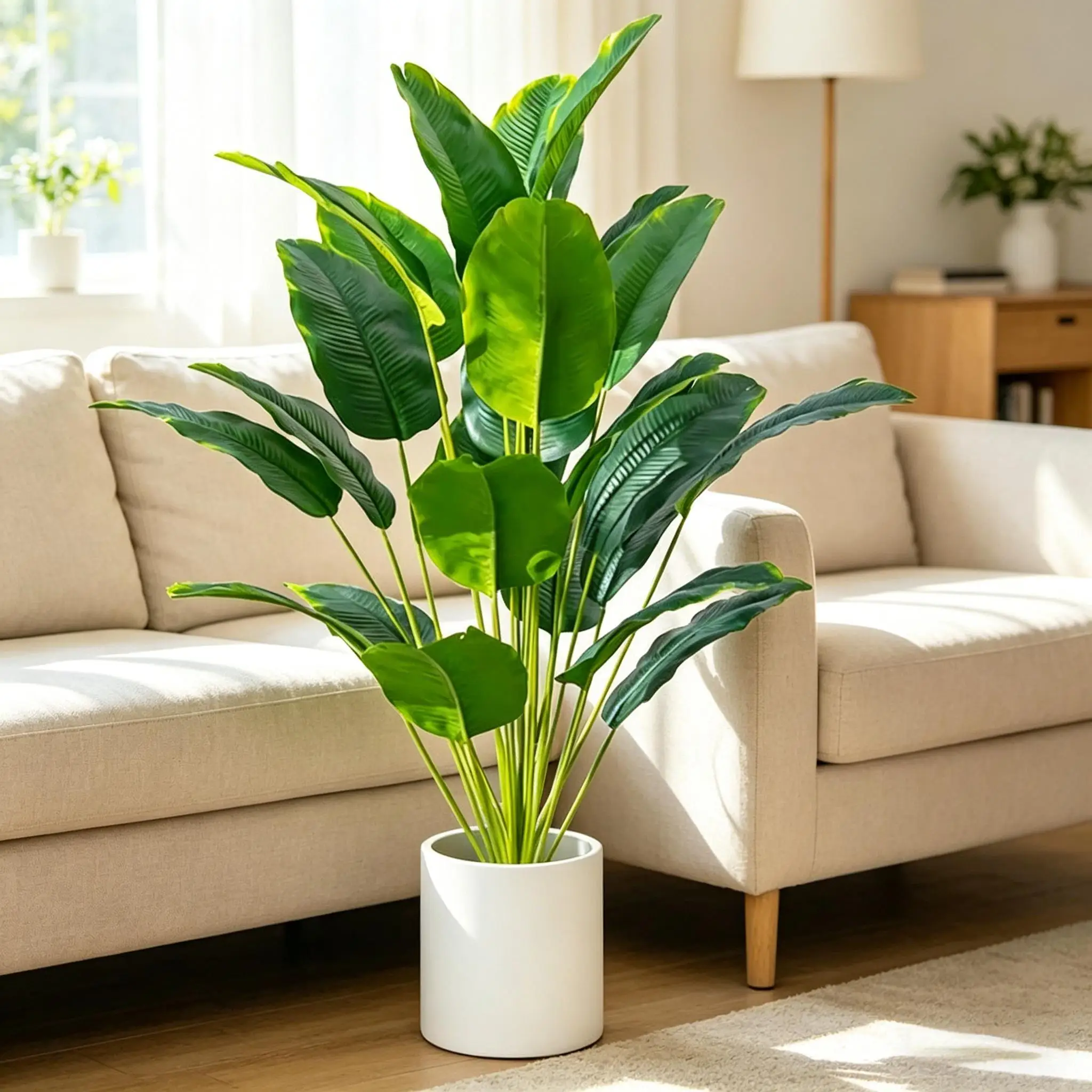 1Pc Large Fake Banana Leaves Artificial Tropical Palm Tree, Bird Of Paradise Plant For Home Garden Office Party Decor
1Pc Large Fake Banana Leaves Artificial Tropical Palm Tree, Bird Of Paradise Plant For Home Garden Office Party Decor