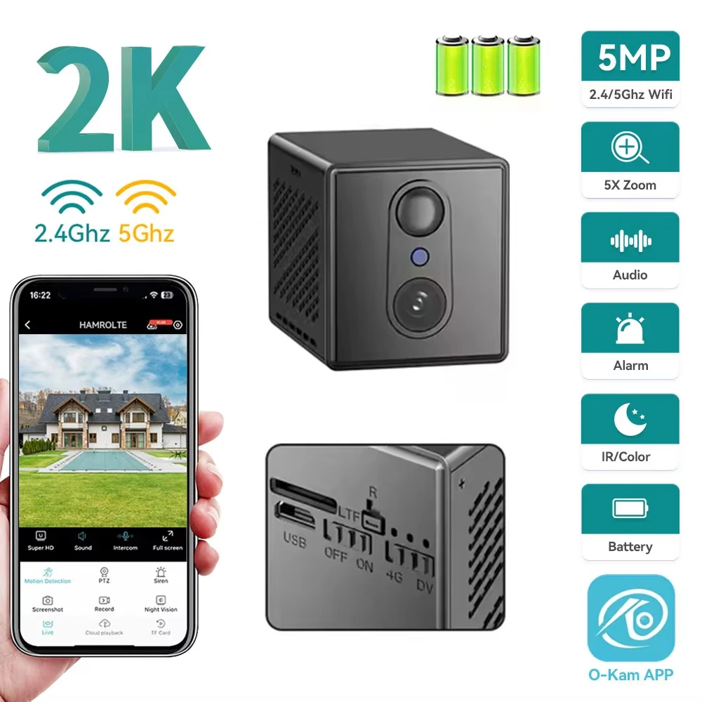 5MP Mini Camera With 2400mAh Battery Night Vision Motion Detection Two-Way Audio Wireless Home Security IP Camera O-Kam
5MP Mini Camera With 2400mAh Battery Night Vision Motion Detection Two-Way Audio Wireless Home Security IP Camera O-Kam