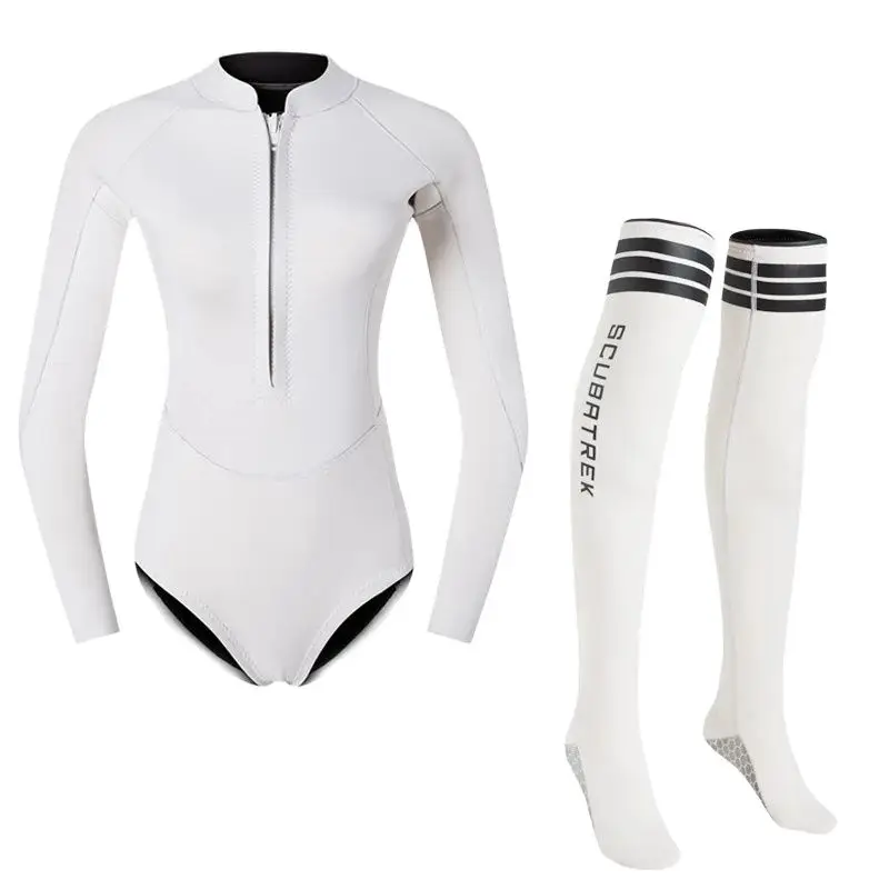 Summer Women 2MM Neoprene Bikini Wetsuit With Stocking Set Long Sleeve Diving Suit Sun-proof Surfing Snorkeling Thermal Swimwear
Summer Women 2MM Neoprene Bikini Wetsuit With Stocking Set Long Sleeve Diving Suit Sun-proof Surfing Snorkeling Thermal Swimwear