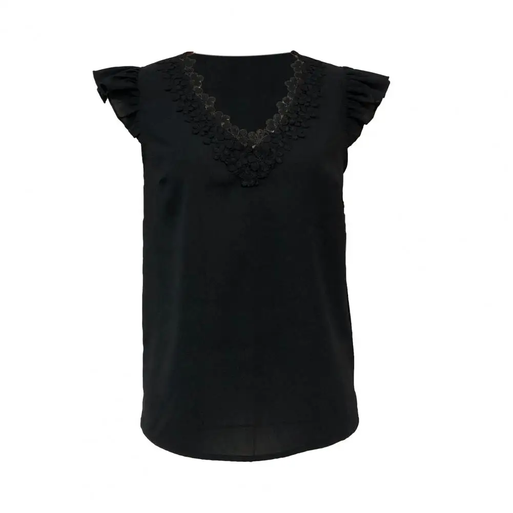 Solid Color Pullover Tops Lightweight Women Shirt Elegant Lace Flower Splicing V-neck Women's Summer Shirt with for Streetwear
Solid Color Pullover Tops Lightweight Women Shirt Elegant Lace Flower Splicing V-neck Women's Summer Shirt with for Streetwear